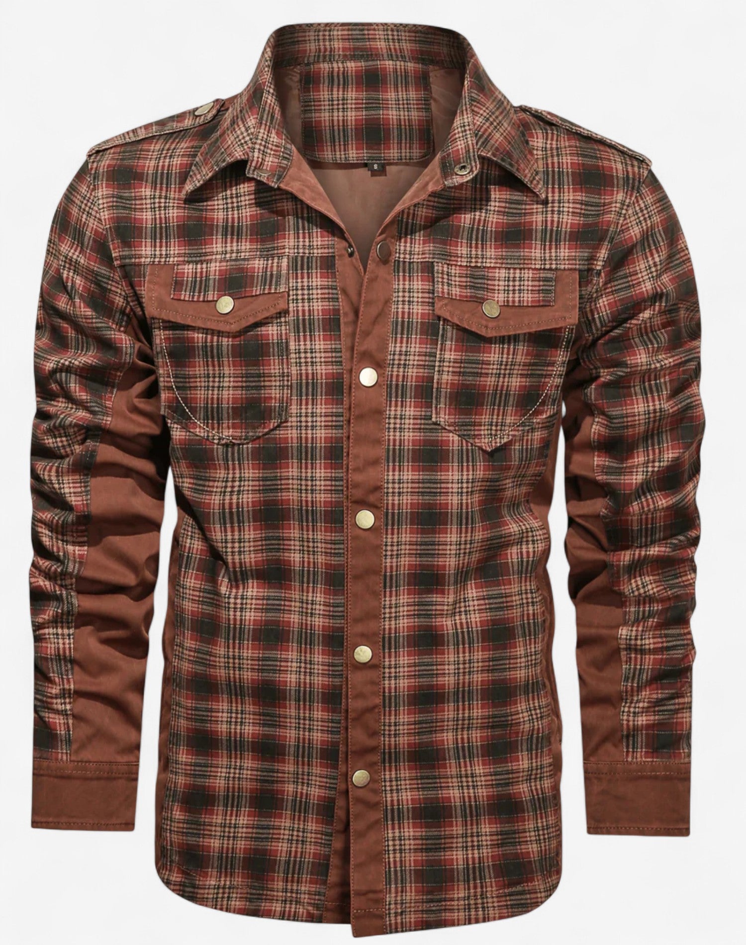 John – Geruite overshirt met drukknoopsluiting Velani