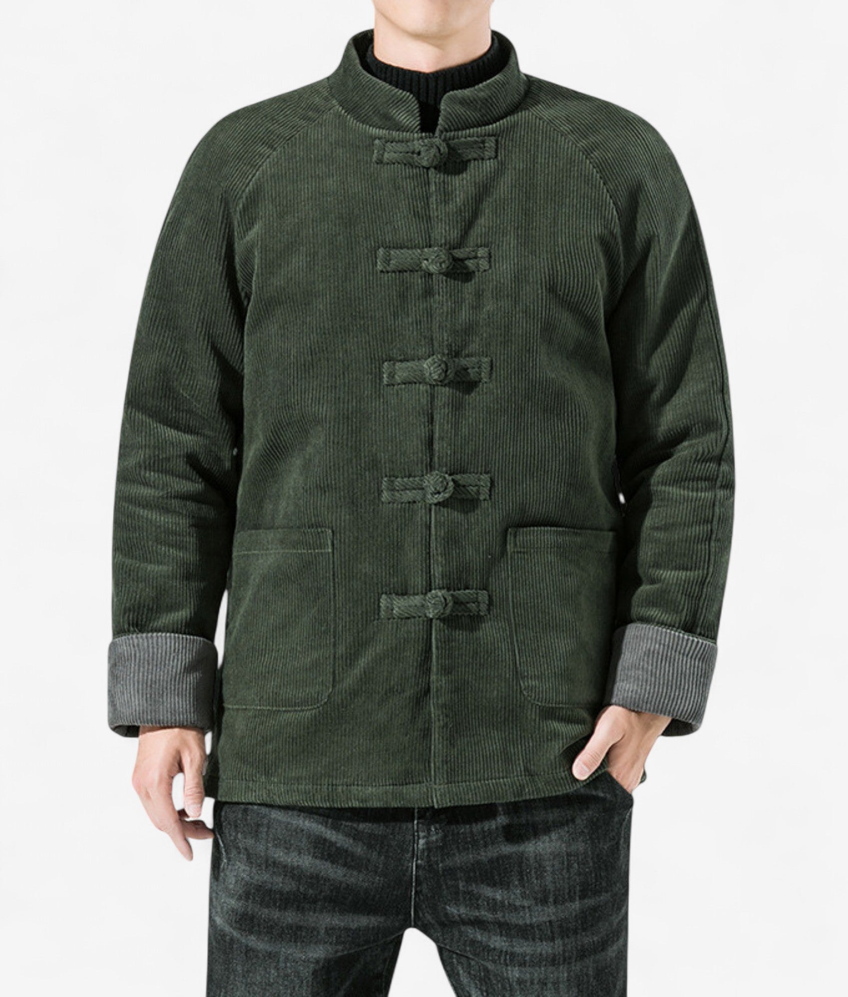 William – Gewatteerd jack met frogs en opstaande kraag Velani