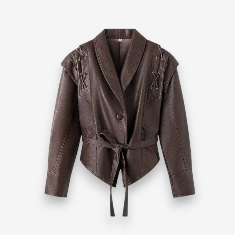 Ava – Long sleeve jacket with notched collar and adjustable belt