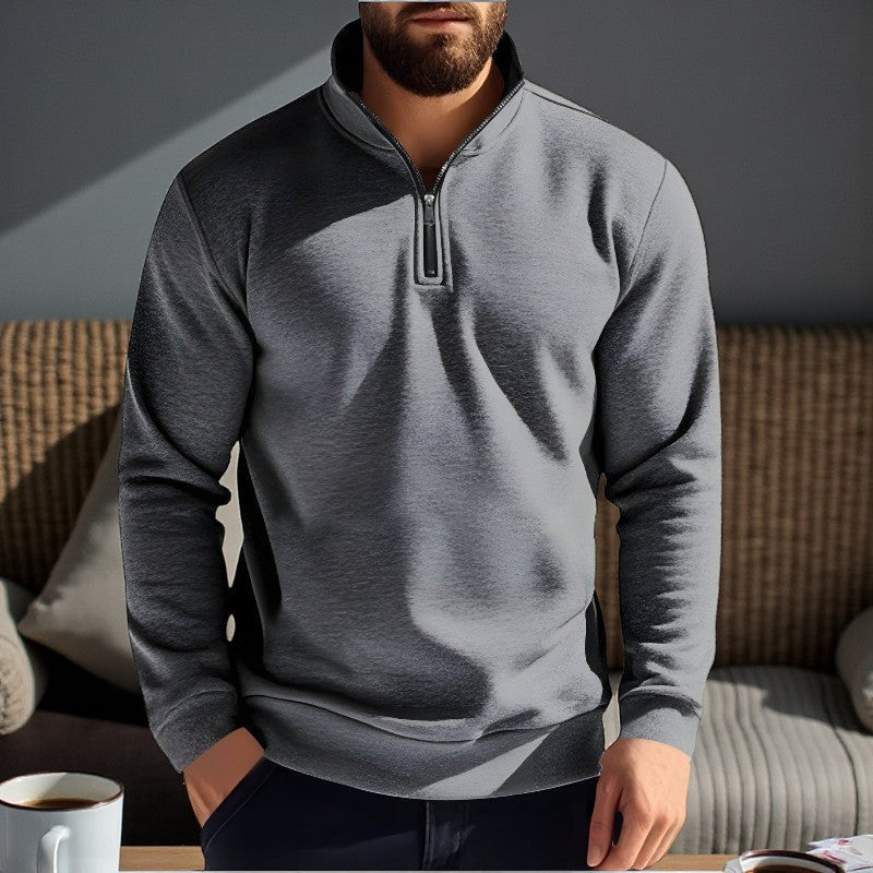 Logan – Long Sleeved Sweater with Round Neck and Zipper Design