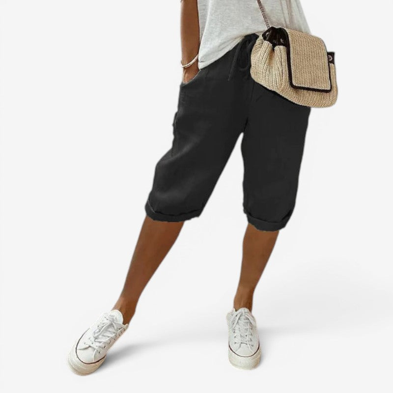 Womens Capri Pants with Adjustable Drawstring Waist