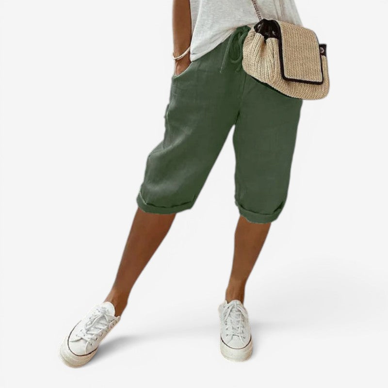 Womens Capri Pants with Adjustable Drawstring Waist