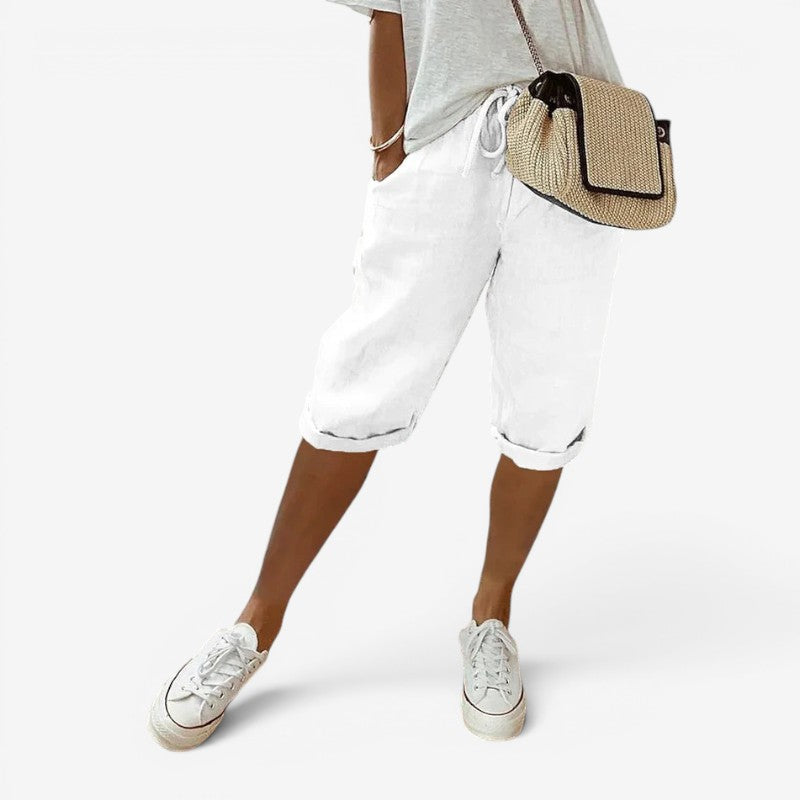 Womens Capri Pants with Adjustable Drawstring Waist