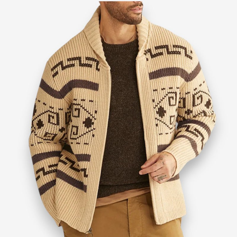 Leo – Long Sleeve Sweater with Pattern and Zipper Closure