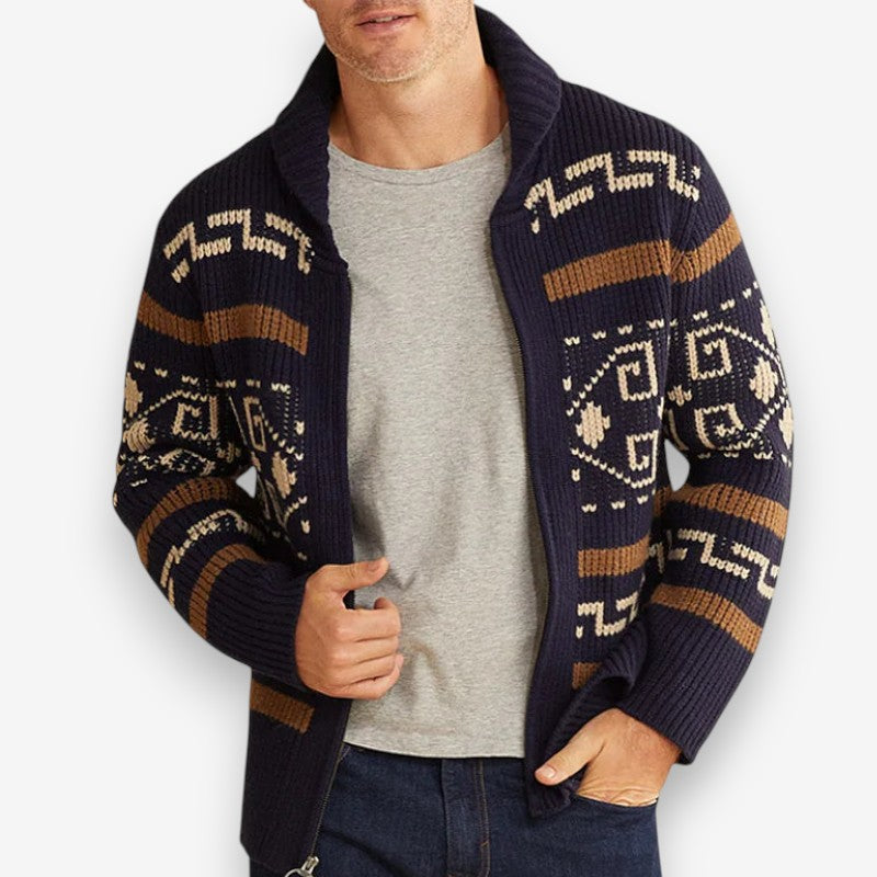 Leo – Long Sleeve Sweater with Pattern and Zipper Closure