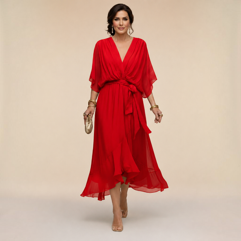 Chic V-Neck Wrap Dress