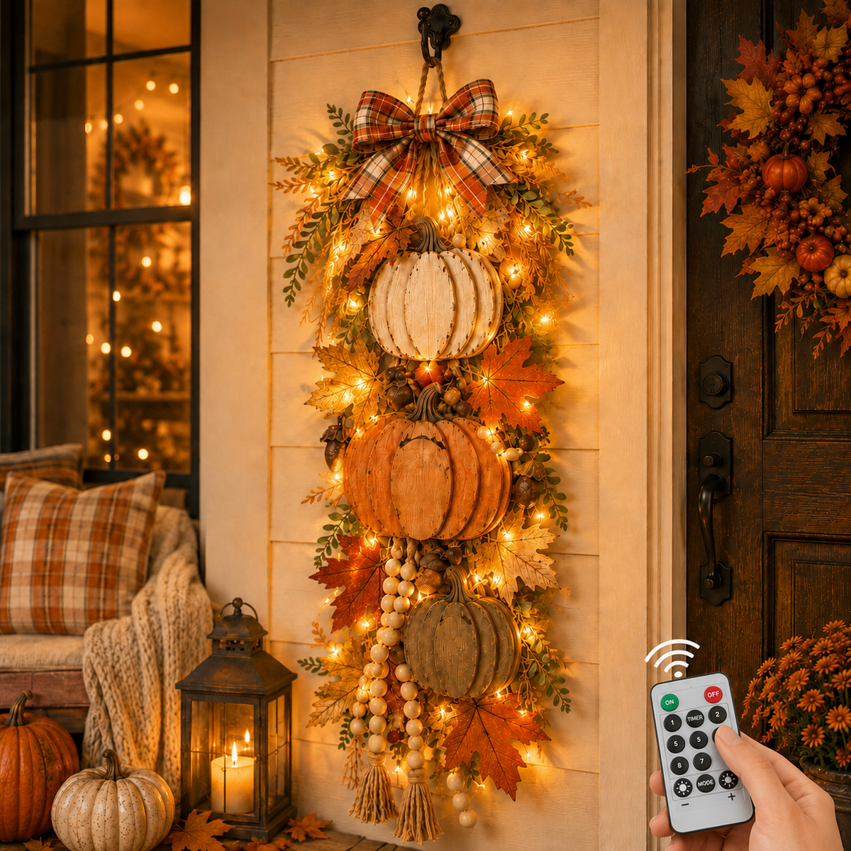 Pumpkinwarm – Wooden Pumpkin Decoration With Led Lights