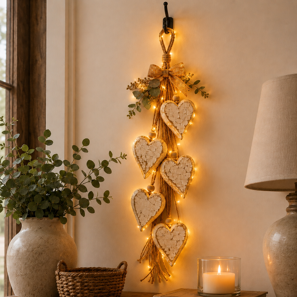 Heartwood - Wooden Heart Wall Decoration With Led Lighting