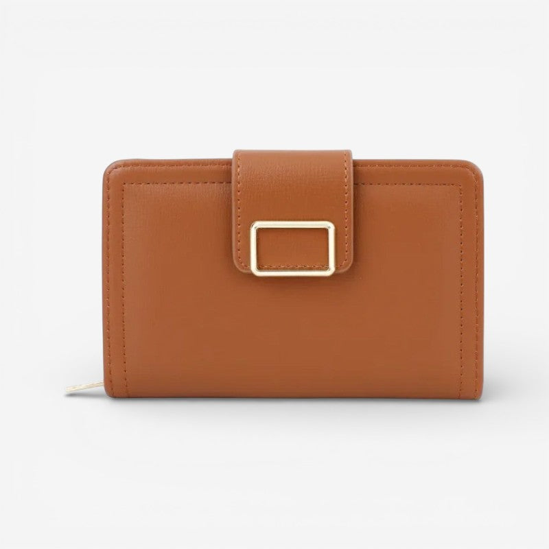 Sophia – Compact Wallet with Snap Closure & Zipper Pocket