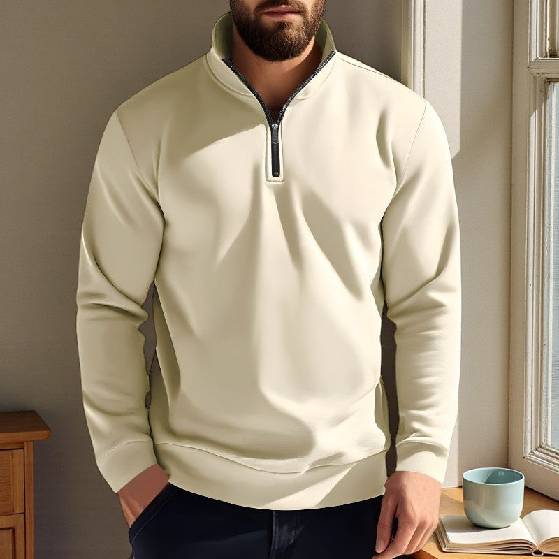 Logan – Long Sleeved Sweater with Round Neck and Zipper Design