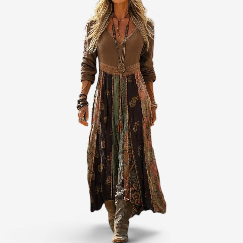 Women’s Maxi Dress Long Sleeves V Neck