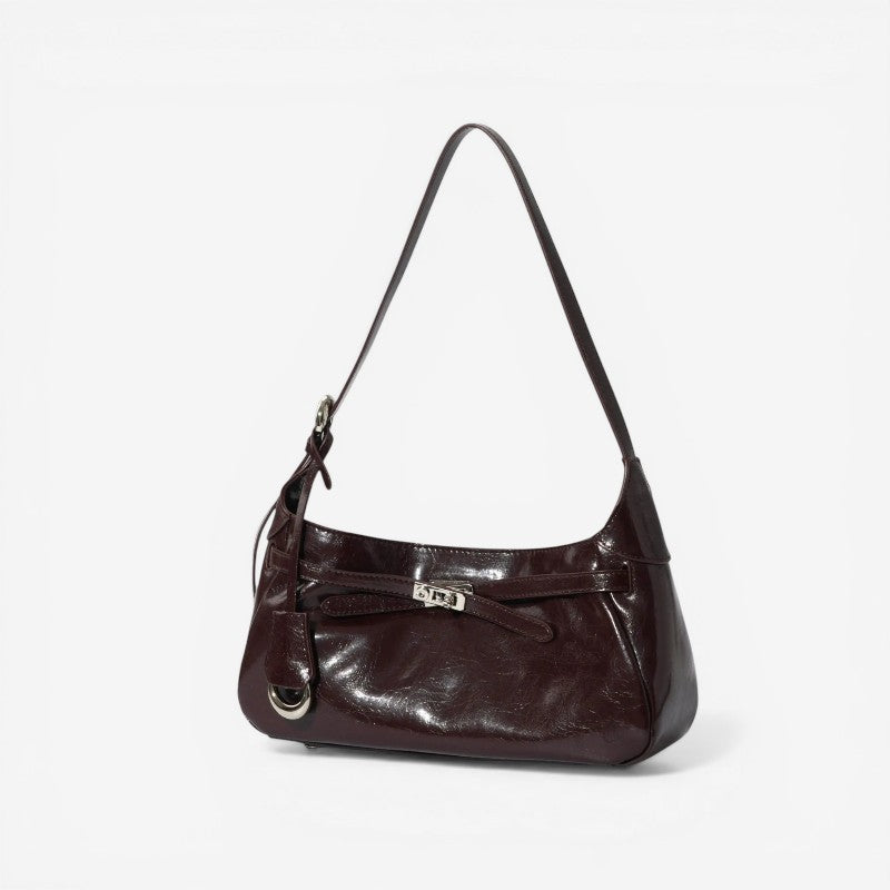 Women Structured Shoulder Bag Clasp Zipper