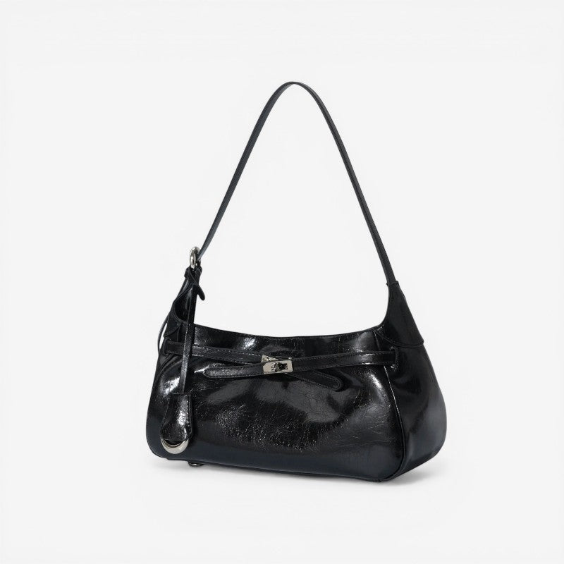 Women Structured Shoulder Bag Clasp Zipper