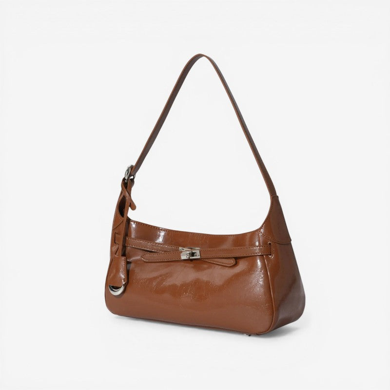 Women Structured Shoulder Bag Clasp Zipper