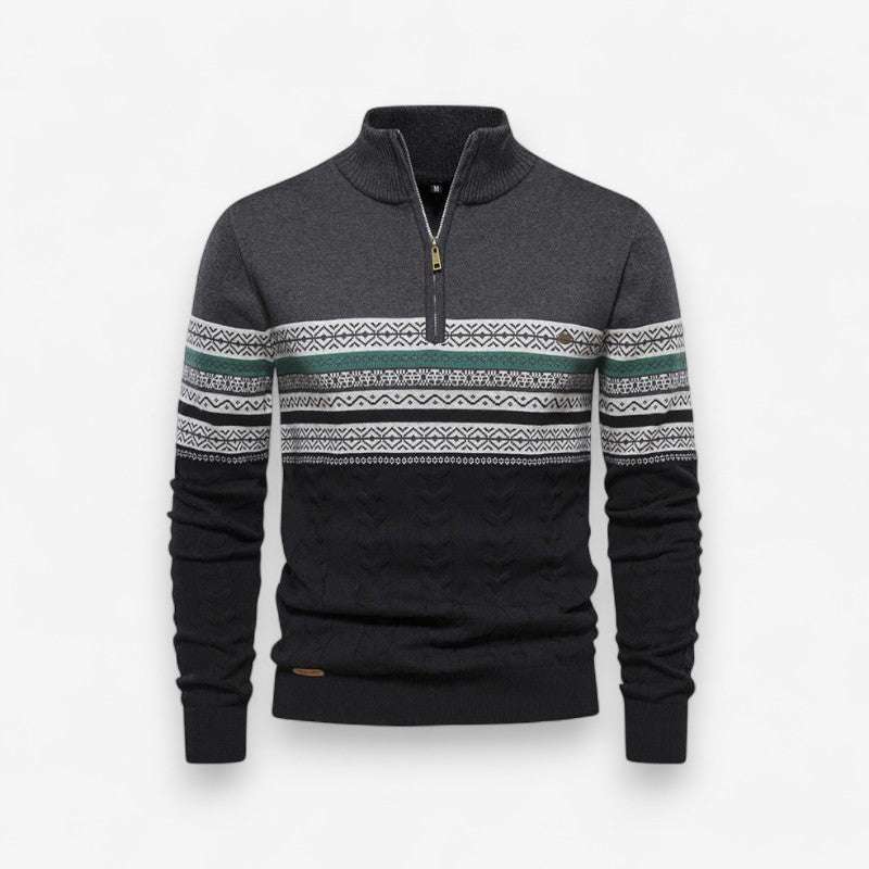 Adam – Lange mouwen trui met print en opstaande kraag Velani