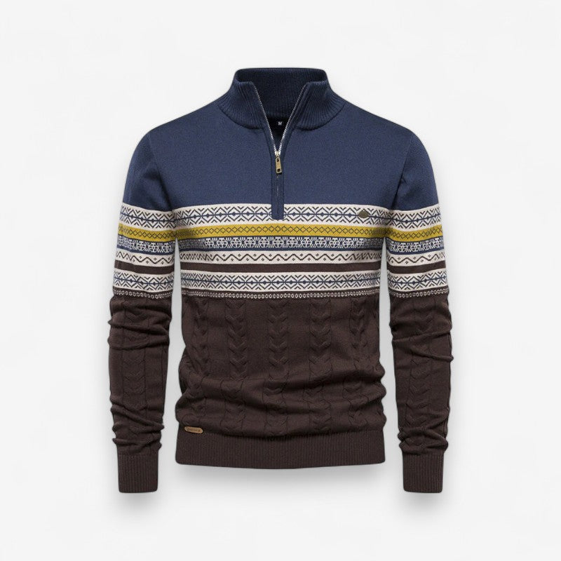 Adam – Lange mouwen trui met print en opstaande kraag Velani