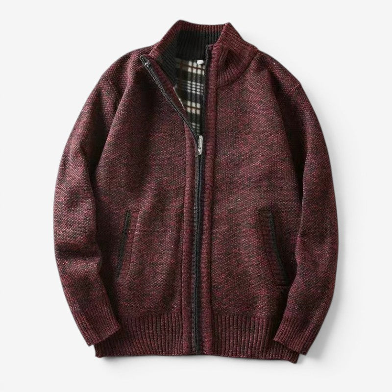 Men's Stylish Zip-Up Cardigan Jacket with Stand Collar