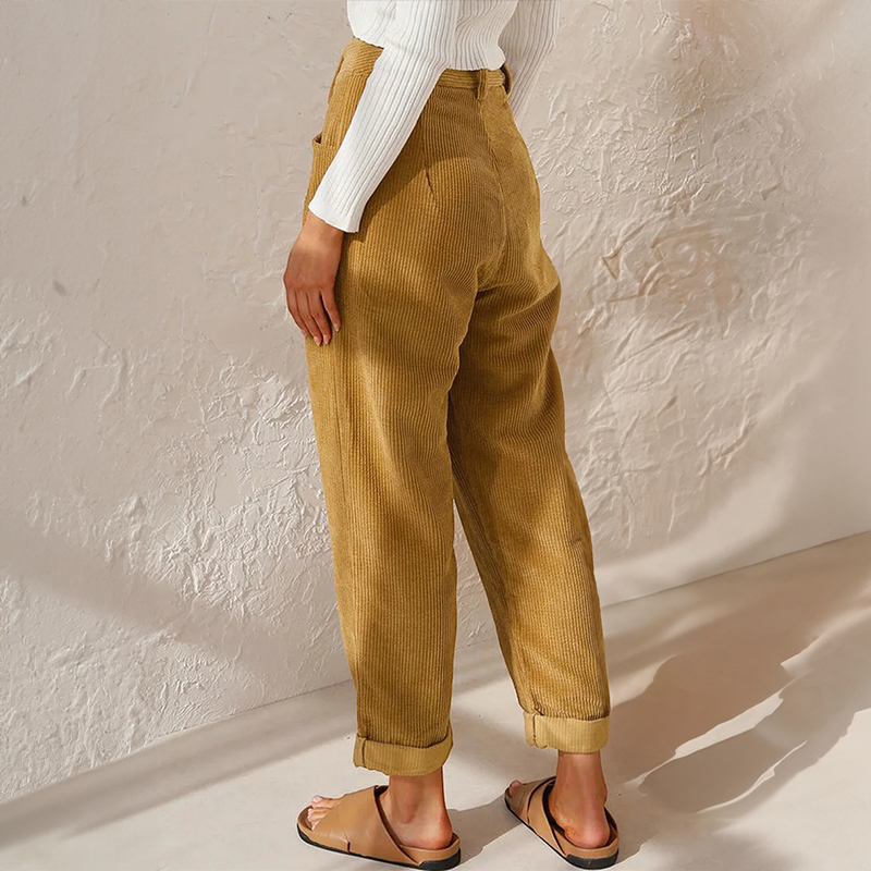 High-Waisted Straight Leg Trousers