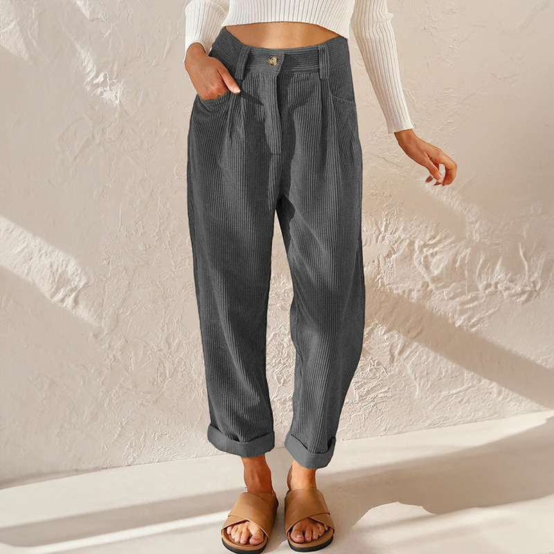 High-Waisted Straight Leg Trousers