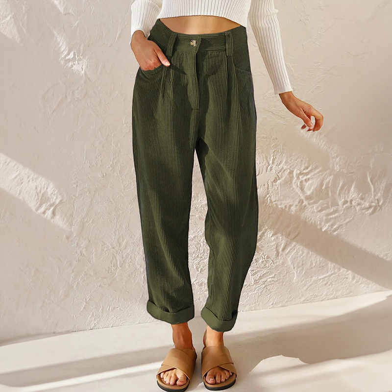 High-Waisted Straight Leg Trousers