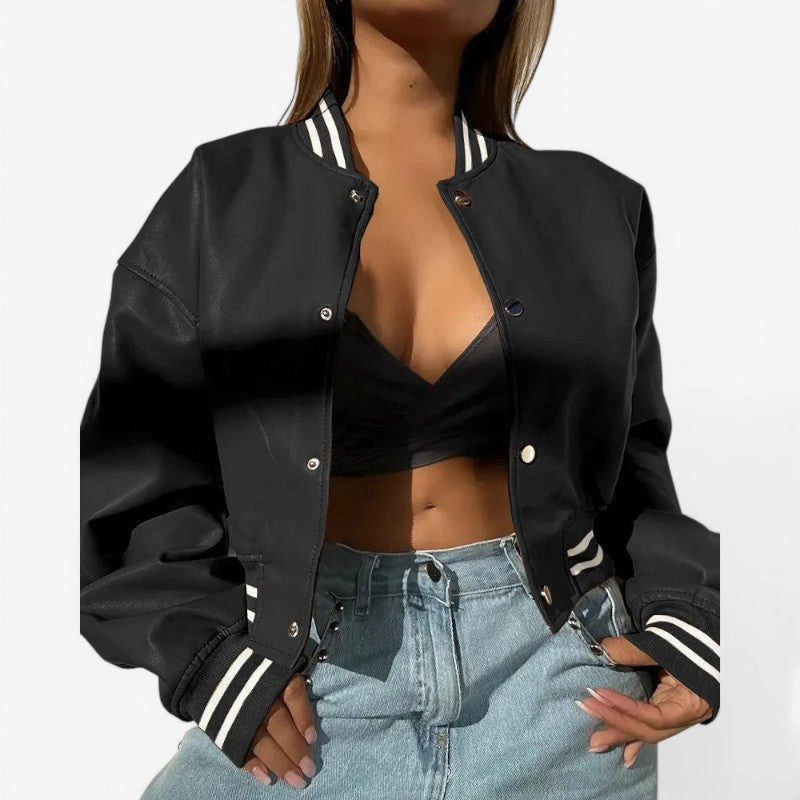 Women’s Cropped Leather Jacket