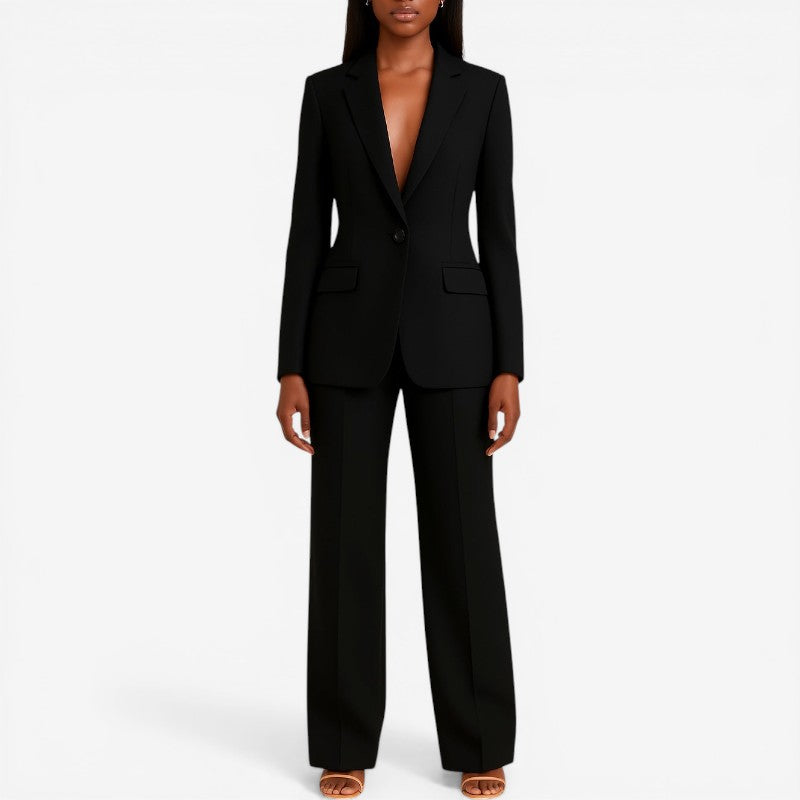 Women's Slim-Fit Blazer with Long Sleeve Pants Suit Set