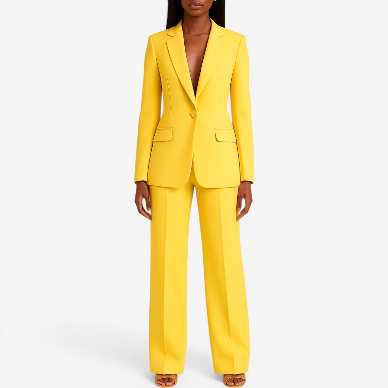 Women's Slim-Fit Blazer with Long Sleeve Pants Suit Set