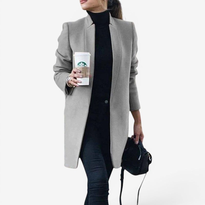 Women’s Notched Collar Slim Fit Long Sleeve Coat
