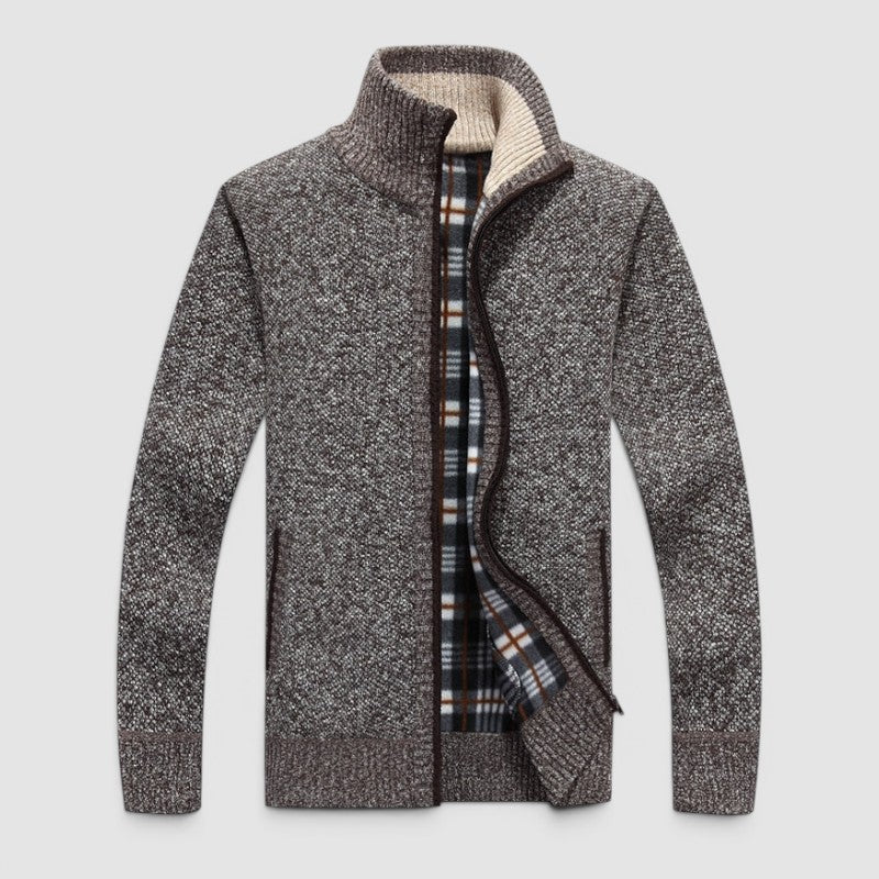 Men's Stylish Zip-Up Cardigan Jacket with Stand Collar