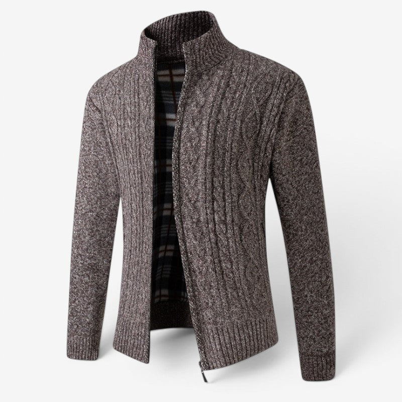 Men's Stylish Zip-Up Cardigan Jacket with Stand Collar