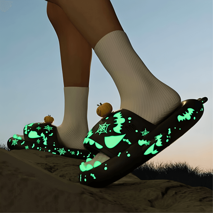 Halloween Shark Slippers with Pumpkin Design