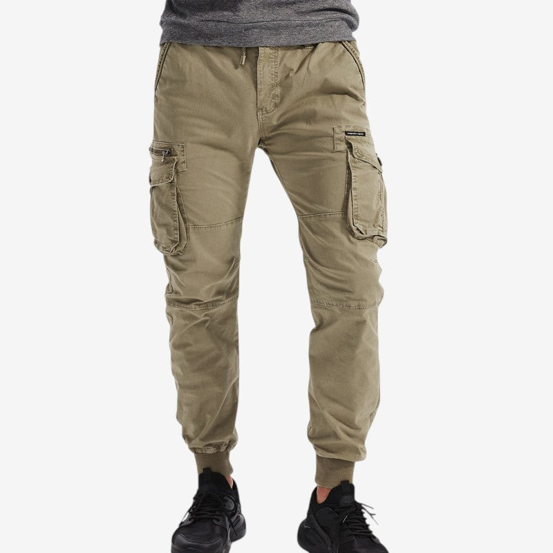 Men's Slim Fit Trousers with Drawstring Waist