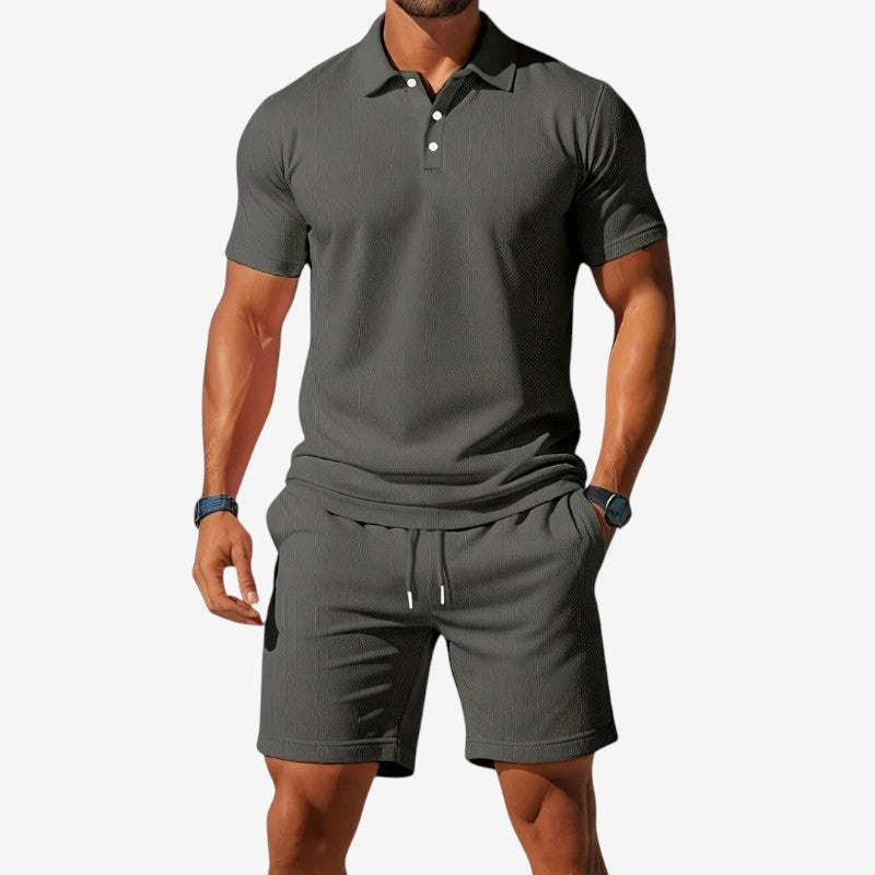 Men's Polo Shirt and Shorts Two-Piece Set