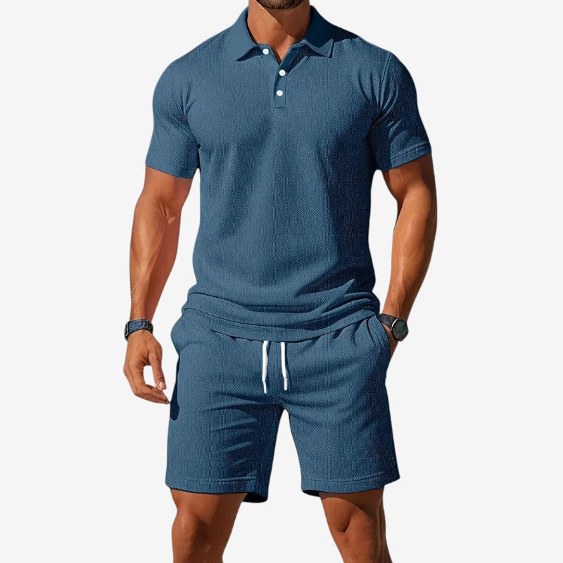 Men's Polo Shirt and Shorts Two-Piece Set