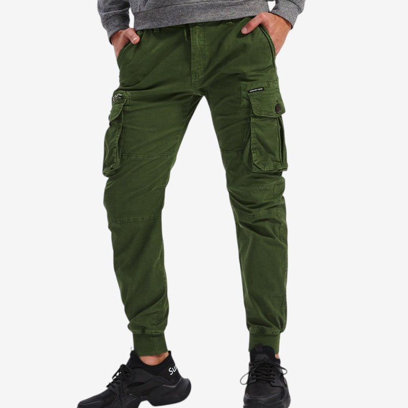 Men's Slim Fit Trousers with Drawstring Waist