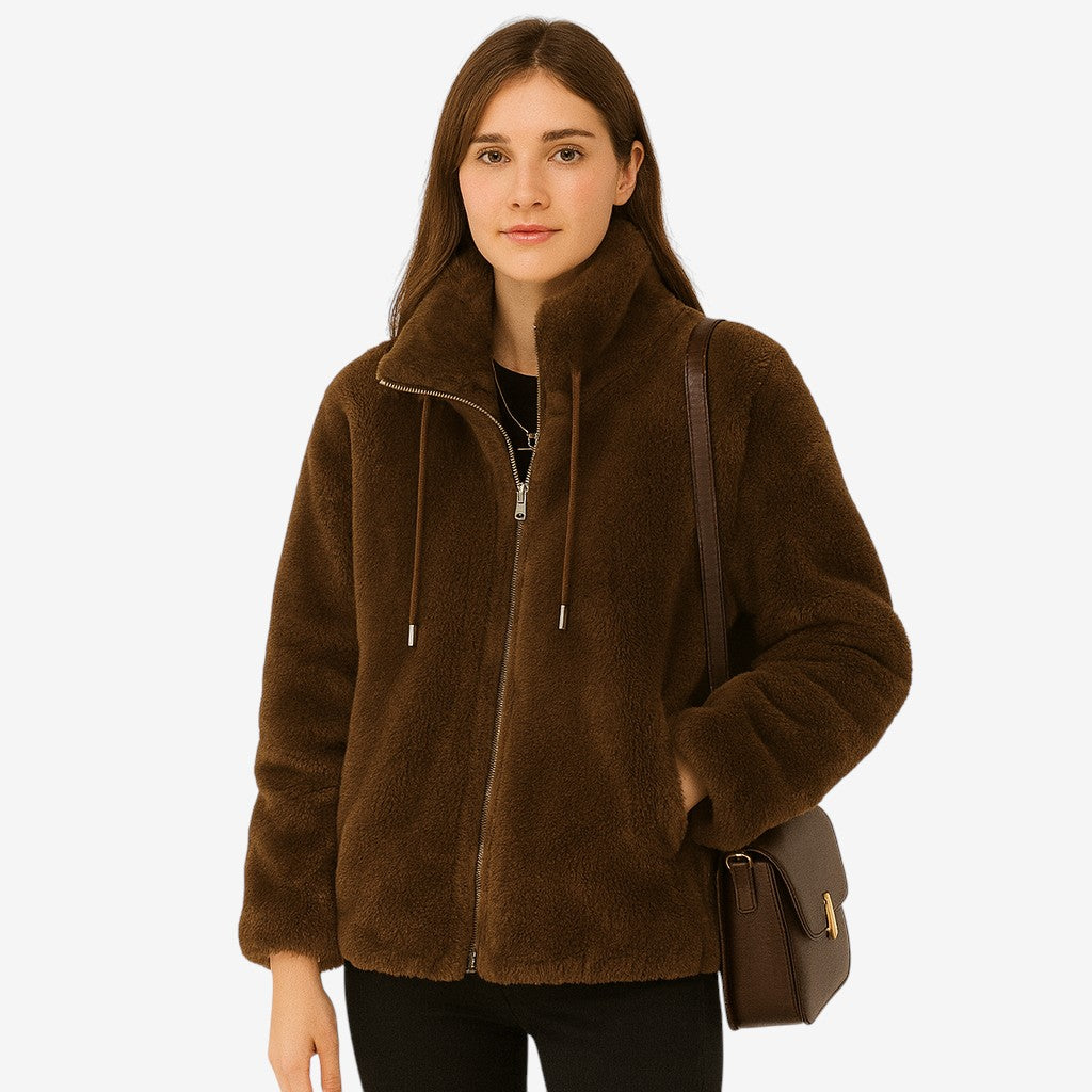 Nolan – Fleecegevoerde Jas met Opstaande Kraag en Ritssluiting Velani