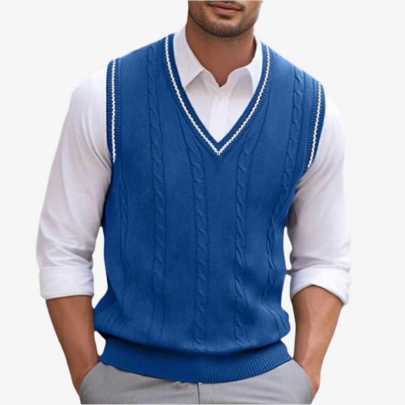 Men's Ribbed Vest with V-Neck And Sleeveless Design
