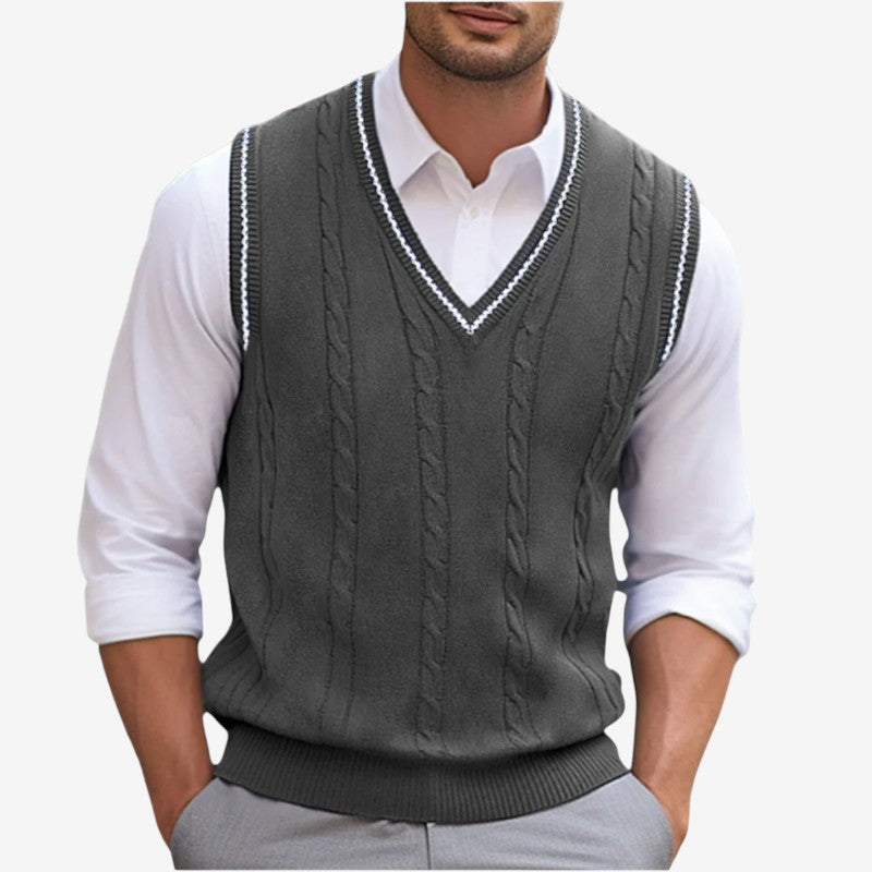 Men's Ribbed Vest with V-Neck And Sleeveless Design