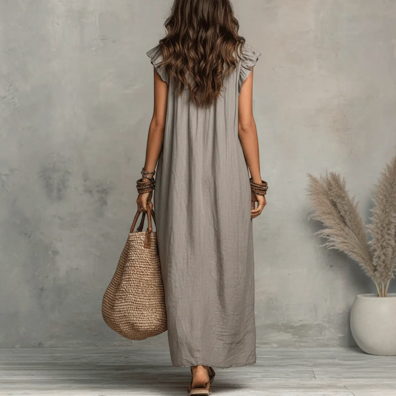 Elegant Ruffle V-Neck Sleeveless Sundress for Women