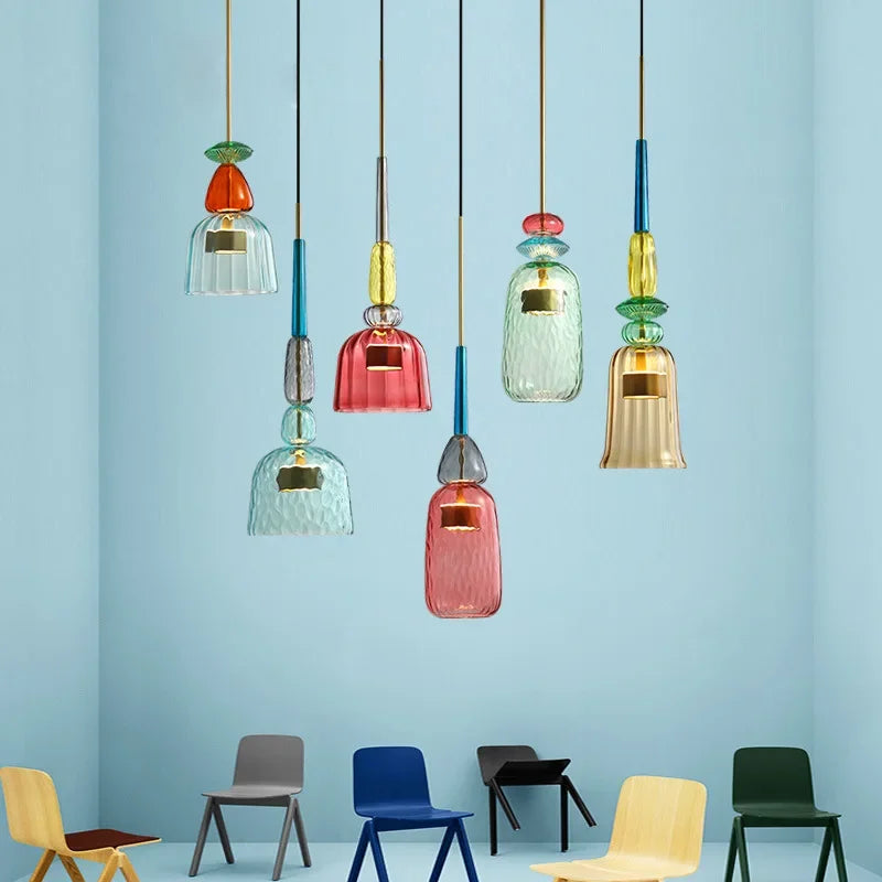 SphereGlow - Colorful Glass Pendant Light With Adjustable Height