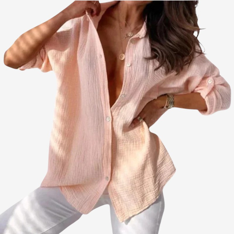 Women's Blouse with Turn-Down Collar