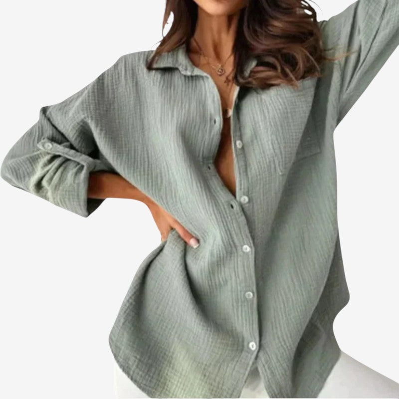 Women's Blouse with Turn-Down Collar