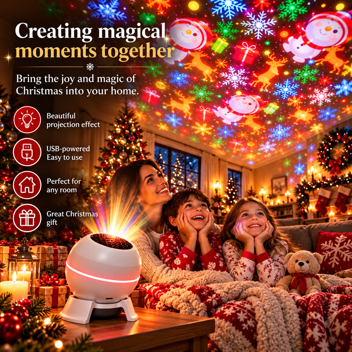 Luminora – Christmas Projector with Moving Holiday Projections