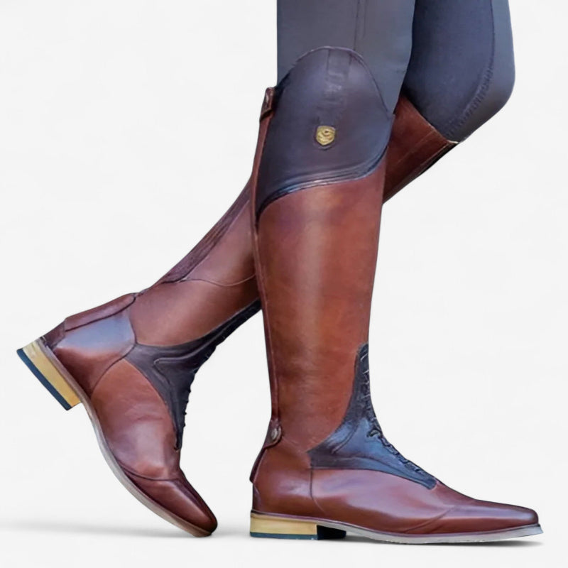 Aurora – Kniehoge veterschoenen met gestapelde hak Velani