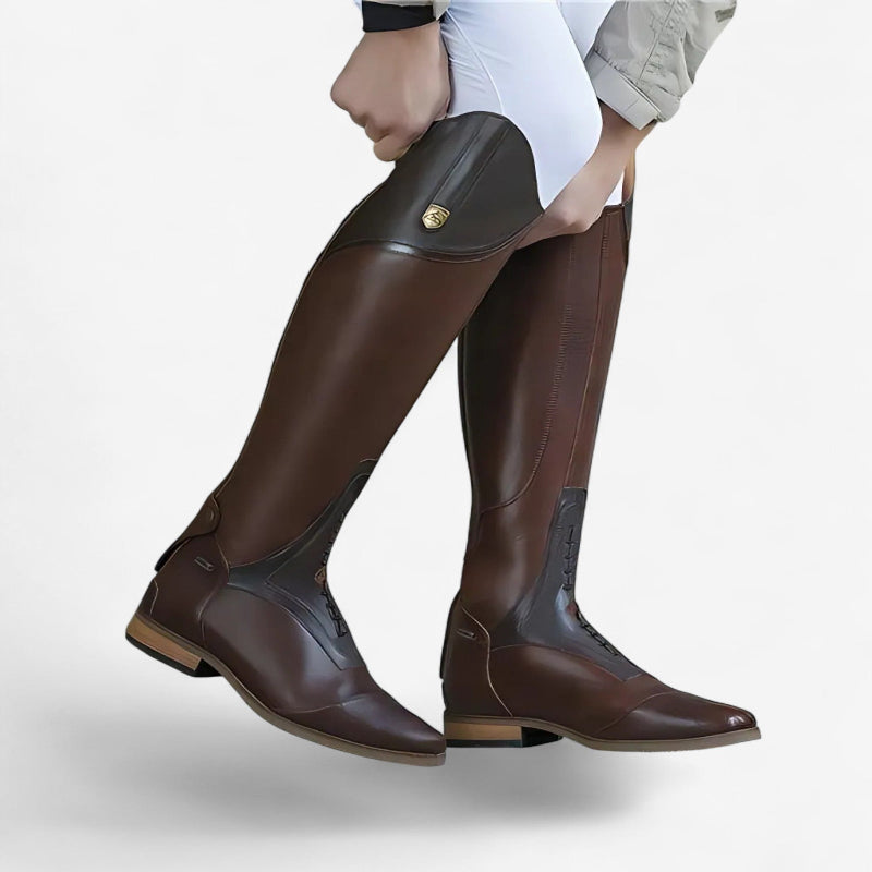 Aurora – Kniehoge veterschoenen met gestapelde hak Velani