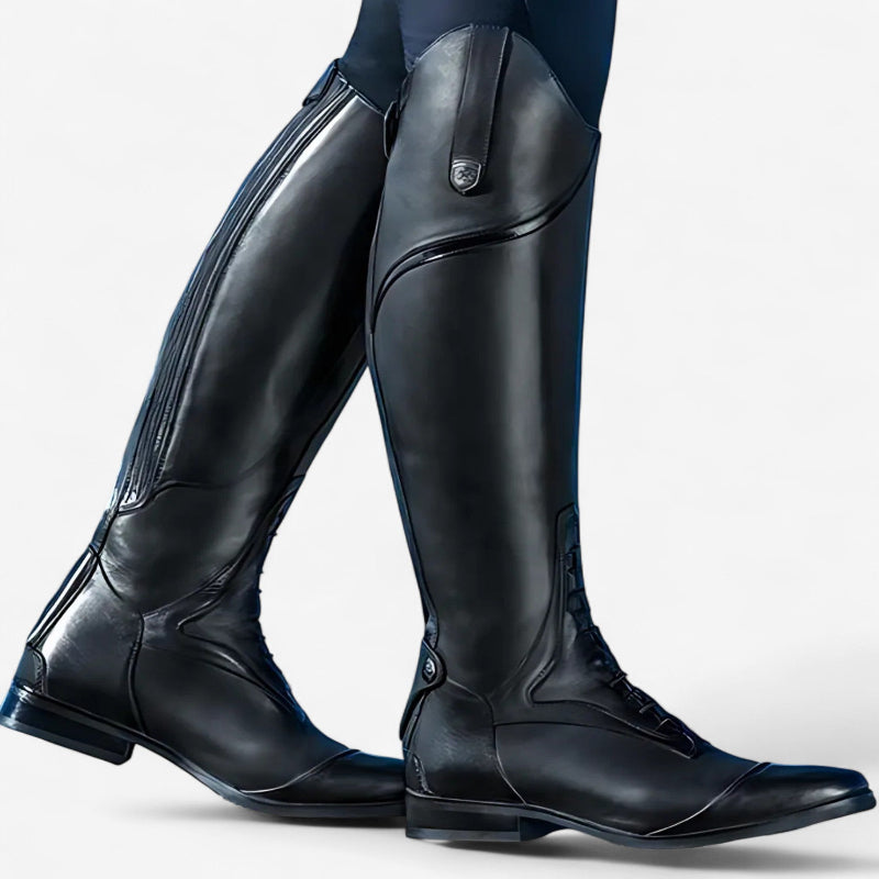 Aurora – Kniehoge veterschoenen met gestapelde hak Velani