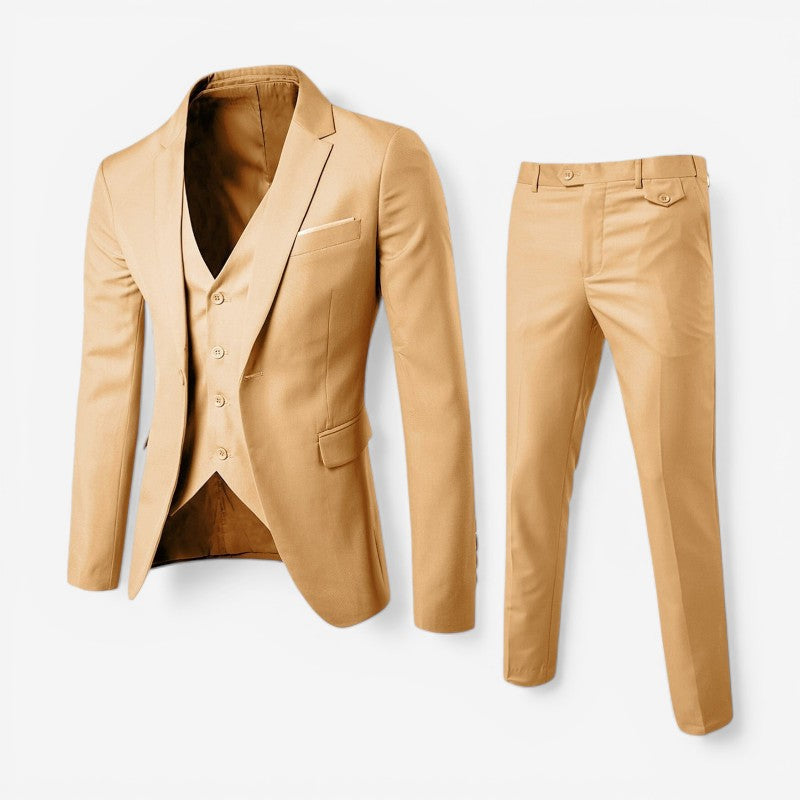 Louis – 3-Piece Long-Sleeve Suit with Blazer Vest and Slim Fit Trousers