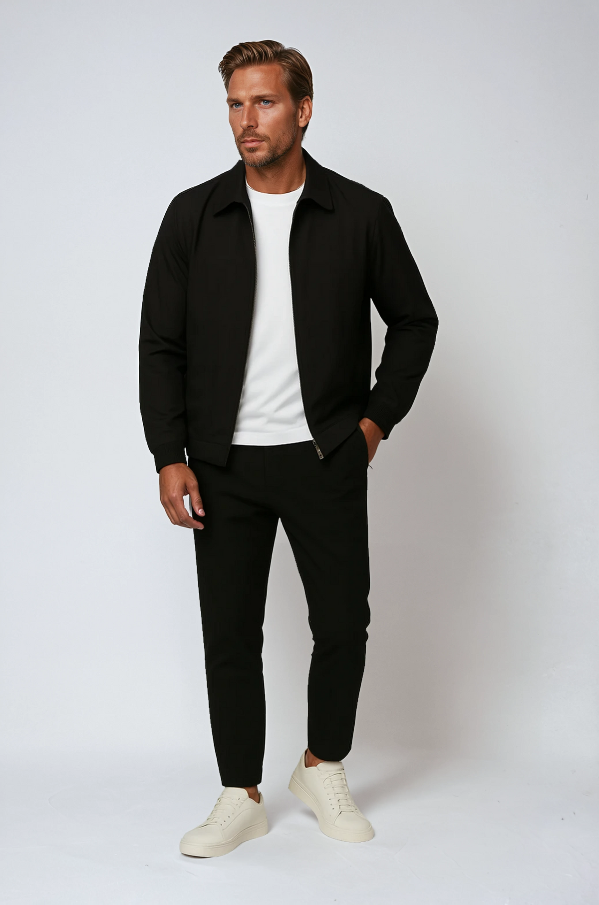 Men's Smart Tech Suit Set Jet Black | Technical Stretch Fabric ...