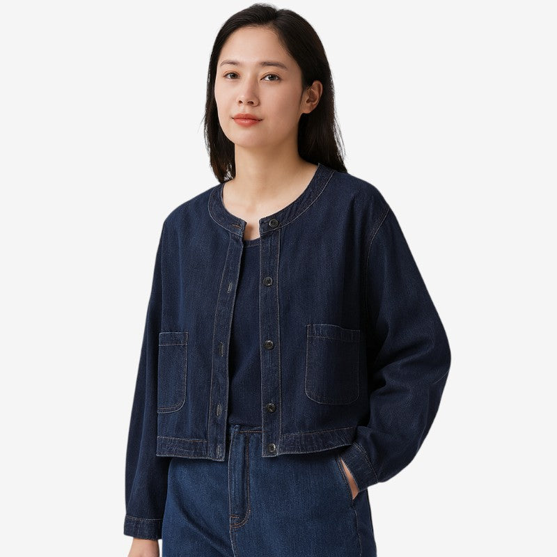 Autumn – Jas met Lange Mouwen, Knoopsluiting, Ronde Hals en Zakken Velani