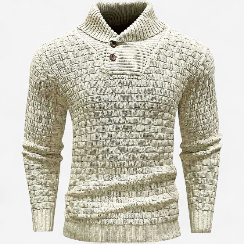 Robert – Slim fit trui met sjaalkraag en V-hals Velani